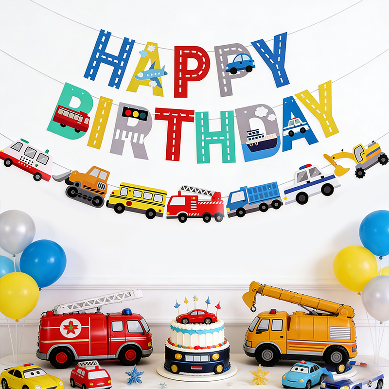 Car Accessories Banner - Banner de Feliz Aniversário com Carros