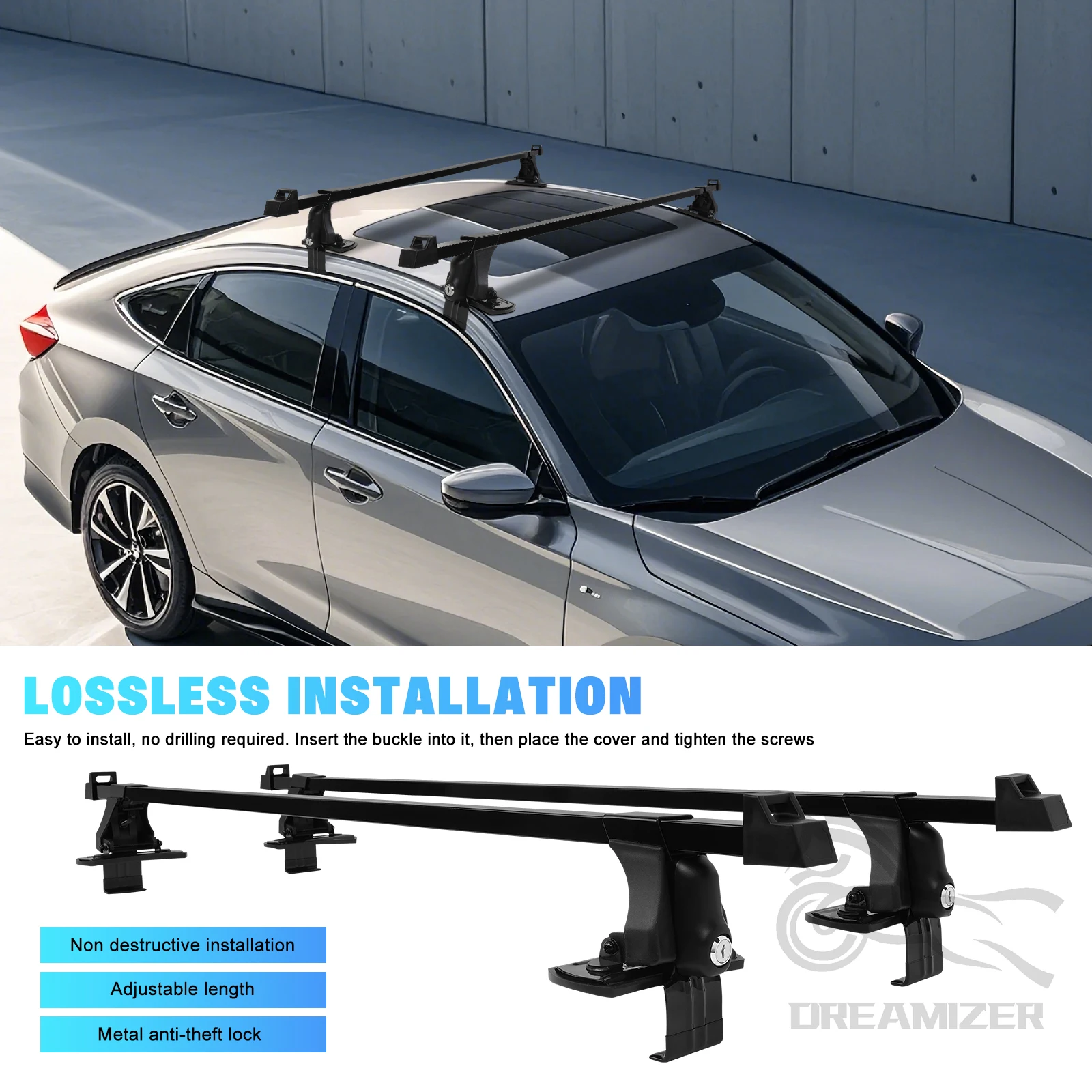 Car Roof Rack Cross Bar - 1 par universal 54 polegada veículo